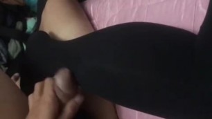 Chinese Big Cumshot on Pantyhose Legs