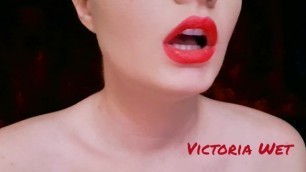Girl Plays with Tongue and Red Lips Close-up 4K UHD
