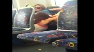 Caught Teen Girls Eat Pussy on Public Bus