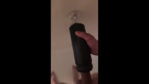 Playing and Fucking Pocket Pussy with Shower Wall Mount