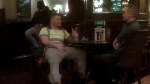 Hot Brits in the Pub Touches his Balls in Front of his Mate