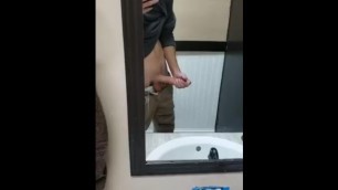 Stroking Hard Cock in Bathroom