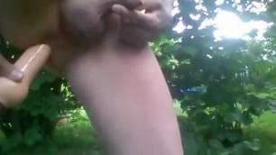 Amateur Daddy Fucking himself with a Dildo in the Woods