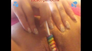 LoveDjOrale Playing with her Delicious Pussy with Rainbow Sucker