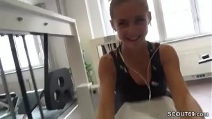 Small German Teen Seduce Stranger to Fuck in Gym